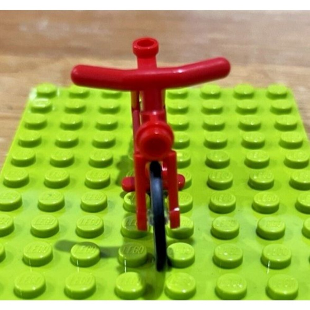Lego Minifig RED BICYCLE - City Town Boy Girl Bike w/2 Black Wheels Tires - Picture 2 of 5